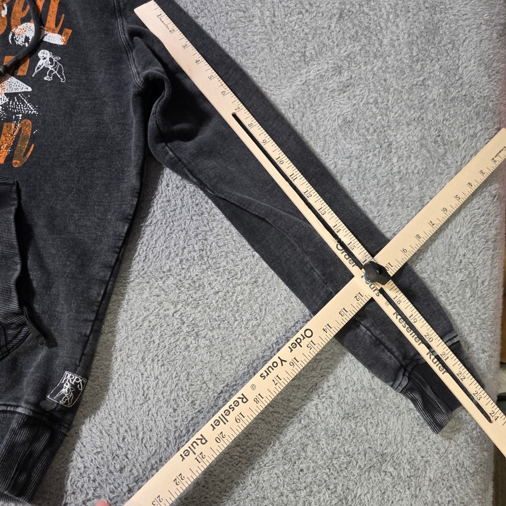 PRPS Mens Small Hoodie Charcoal Grey Bruised Never Broken Acid Wash Graphic - Picture 3 of 8